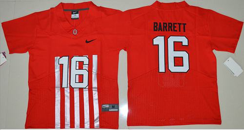 Buckeyes #16 J. T. Barrett Red Alternate Elite Stitched Youth NCAA Jersey - Click Image to Close